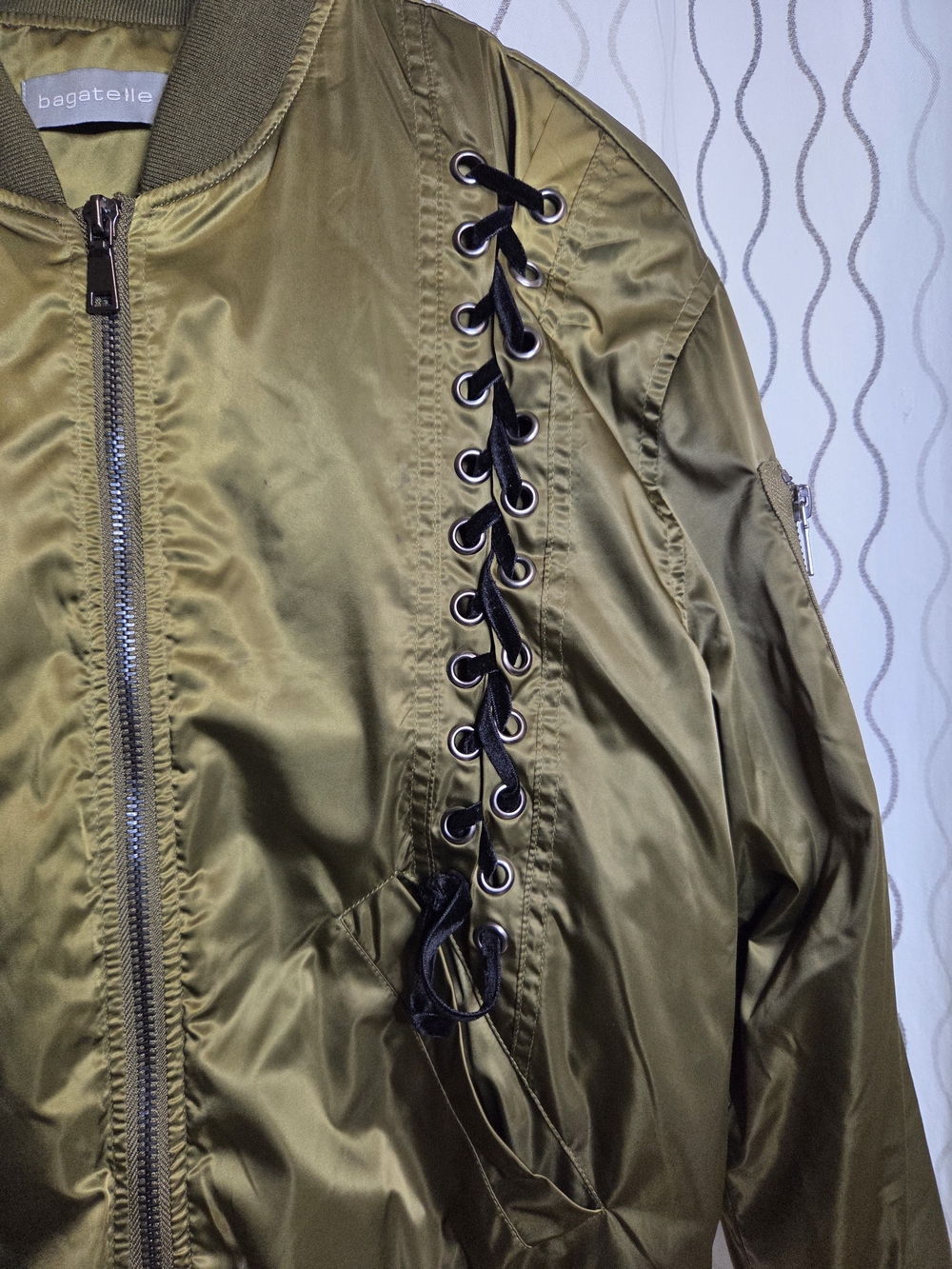 bagatelle Olive Green Lace-Up Bomber Jacket